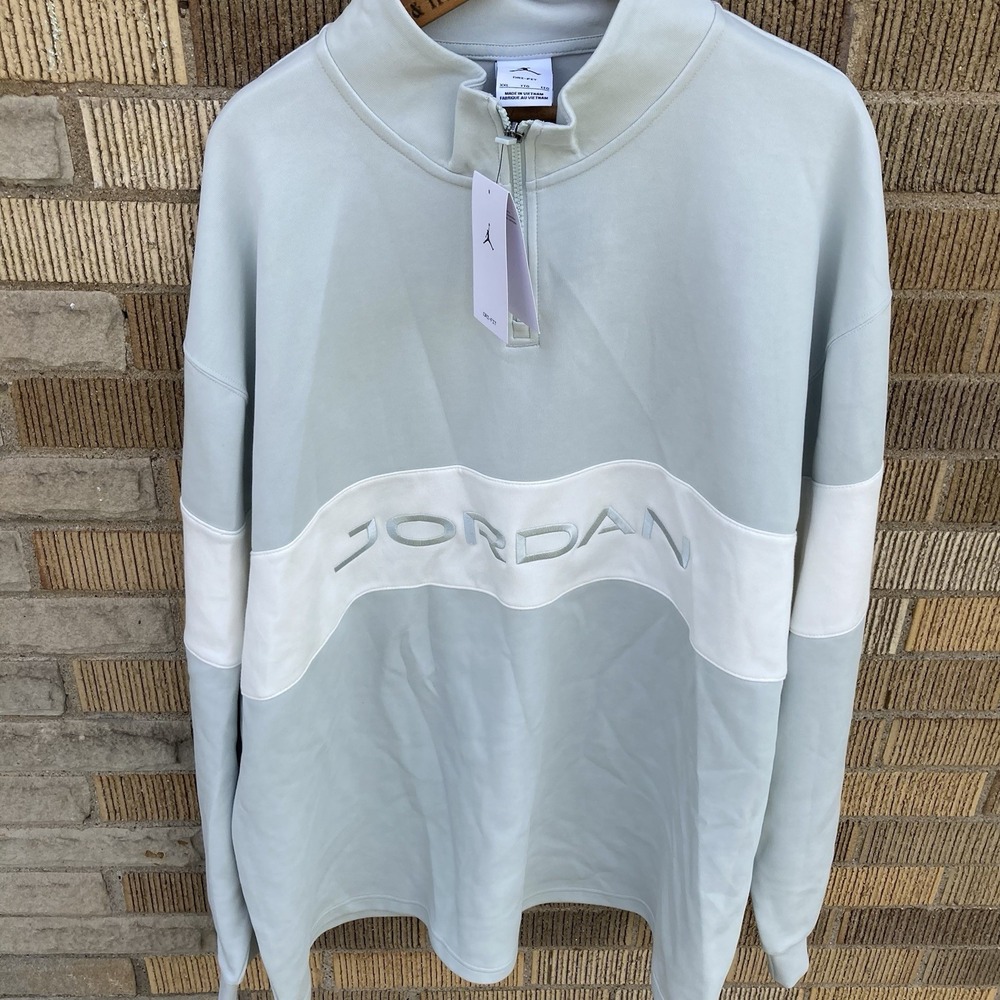 Jordan 1/4 Zip‎ Pullover Golf Shirt Men's Size 2XL Sport Gray White HF9919-034